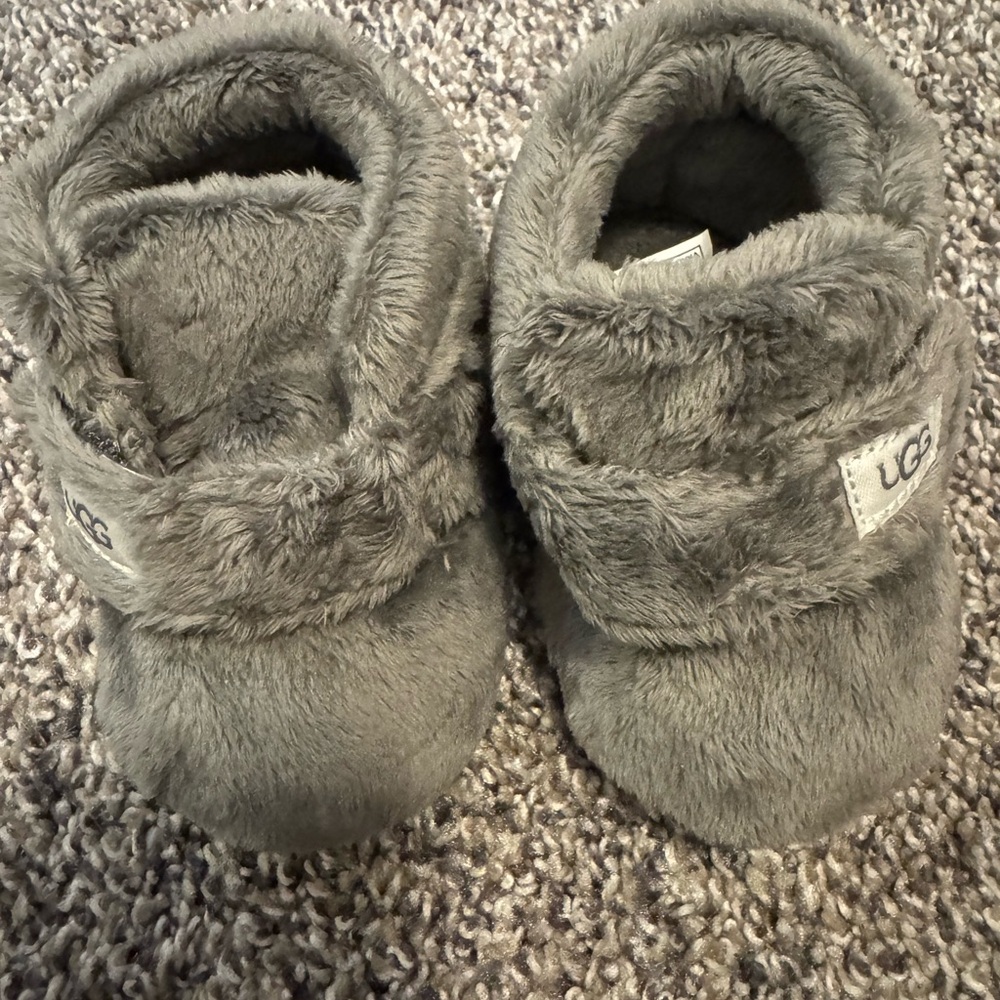 UGG Gray Fuzzy Baby Booties